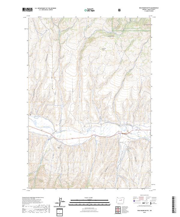 US Topo 7.5-minute map for Wolfinger Butte OR