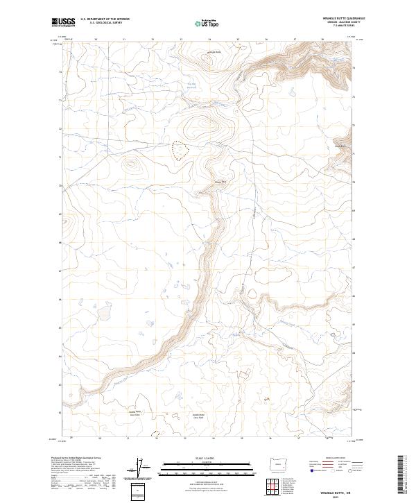 US Topo 7.5-minute map for Wrangle Butte OR