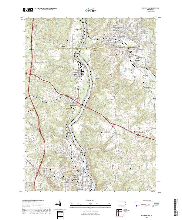 US Topo 7.5-minute map for Beaver Falls PA