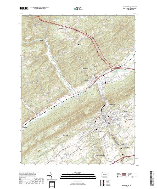 US Topo 7.5-minute map for Bellefonte PA