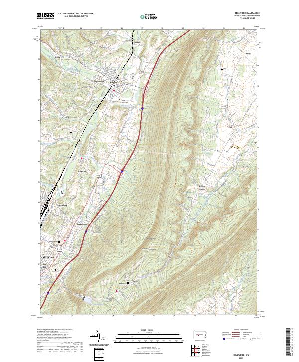 US Topo 7.5-minute map for Bellwood PA