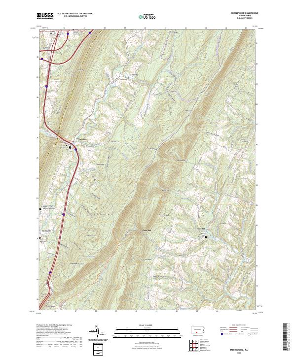 US Topo 7.5-minute map for Breezewood PA