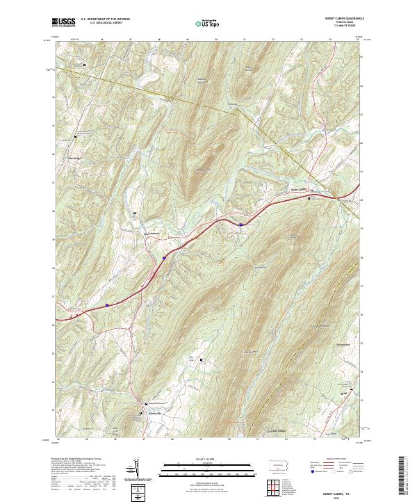 US Topo 7.5-minute map for Burnt Cabins PA