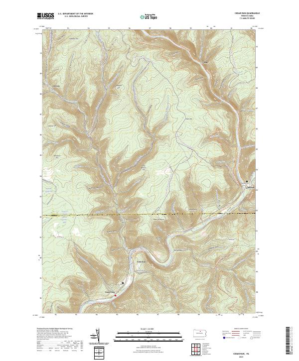 US Topo 7.5-minute map for Cedar Run PA