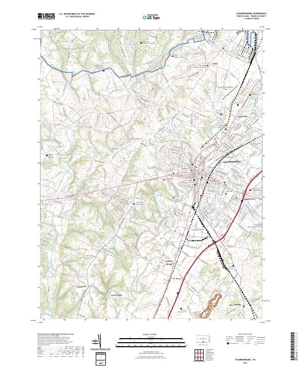 US Topo 7.5-minute map for Chambersburg PA