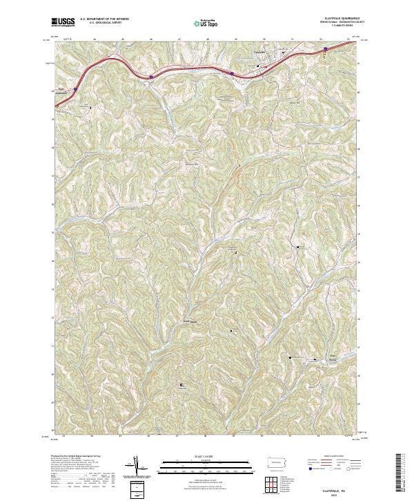 US Topo 7.5-minute map for Claysville PA