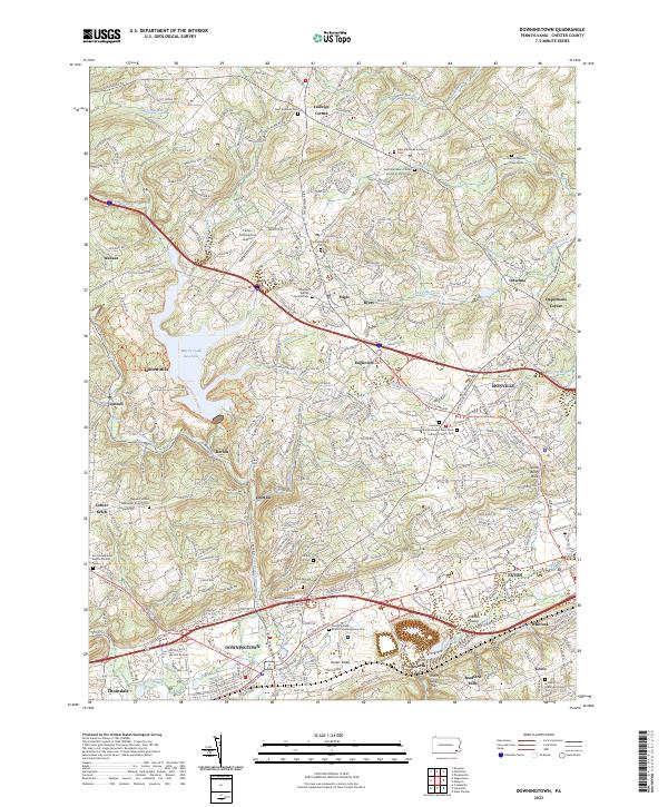 US Topo 7.5-minute map for Downingtown PA