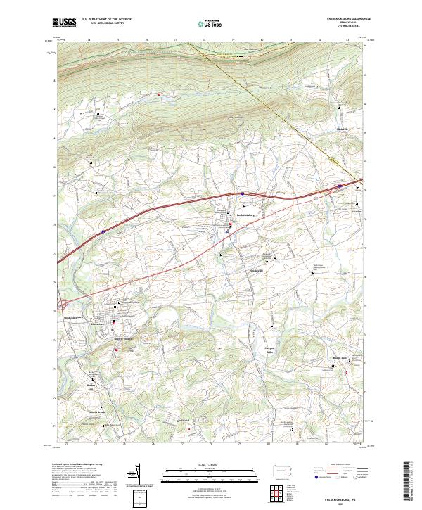 US Topo 7.5-minute map for Fredericksburg PA