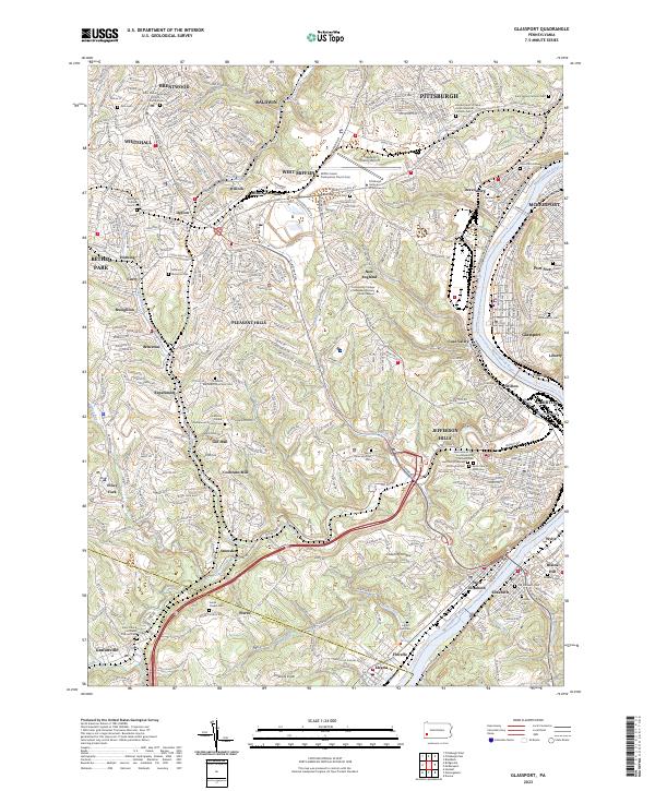 US Topo 7.5-minute map for Glassport PA