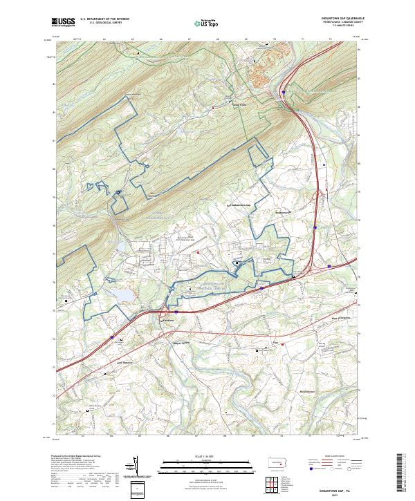 US Topo 7.5-minute map for Indiantown Gap PA