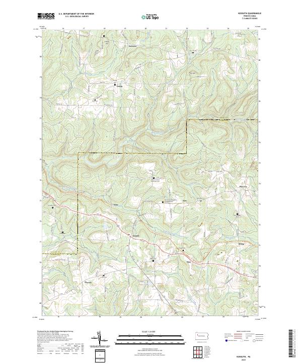 US Topo 7.5-minute map for Kossuth PA