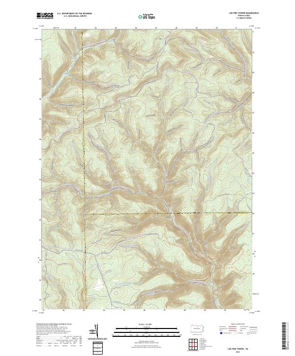 US Topo 7.5-minute map for Lee Fire Tower PA