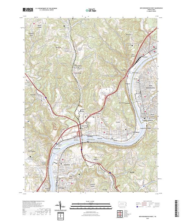 US Topo 7.5-minute map for New Kensington West PA