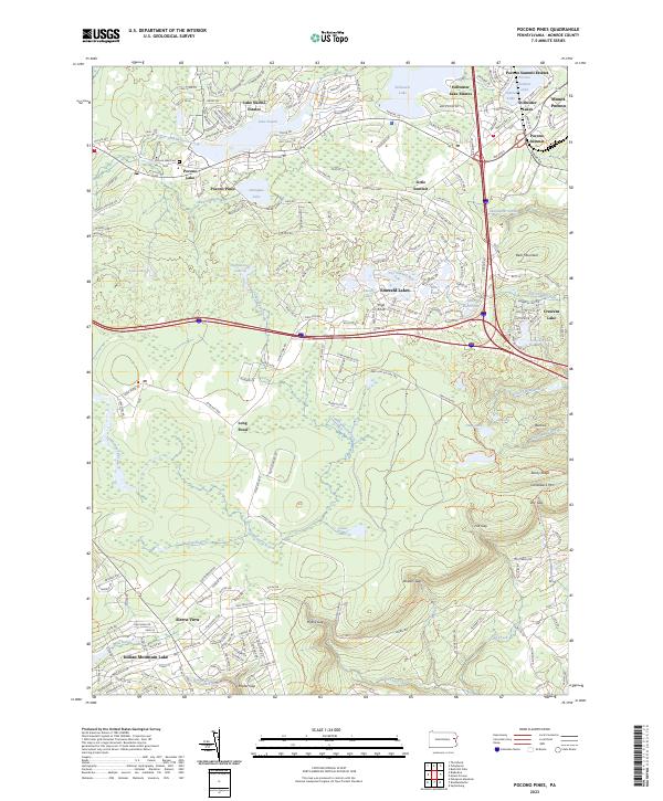 US Topo 7.5-minute map for Pocono Pines PA