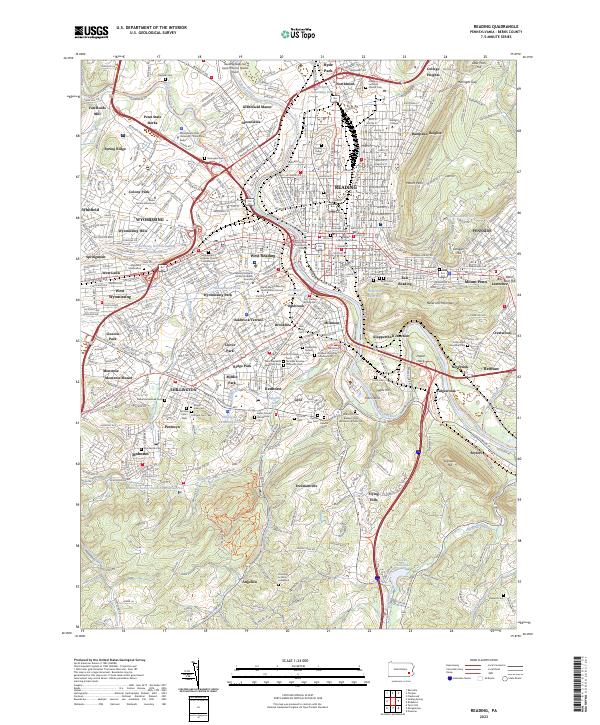 US Topo 7.5-minute map for Reading PA