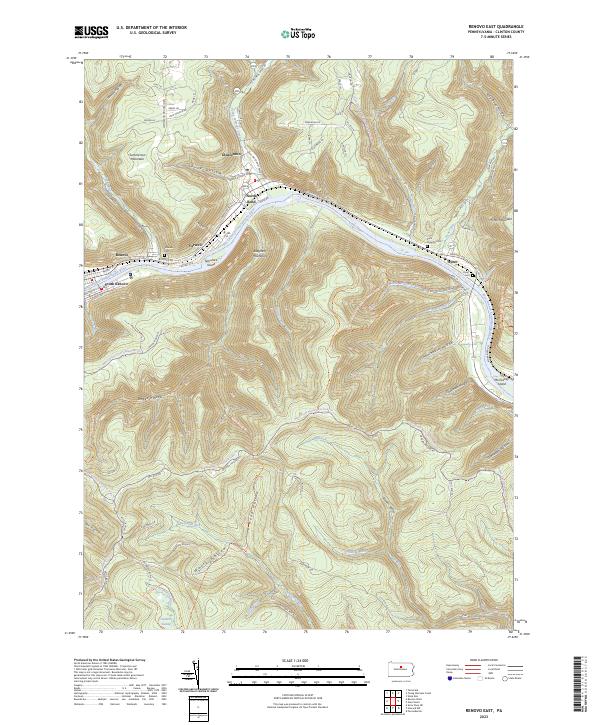 US Topo 7.5-minute map for Renovo East PA