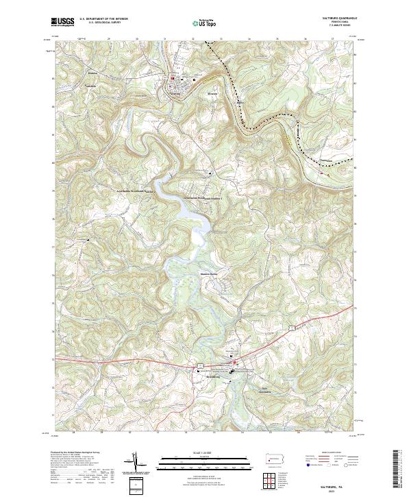 US Topo 7.5-minute map for Saltsburg PA