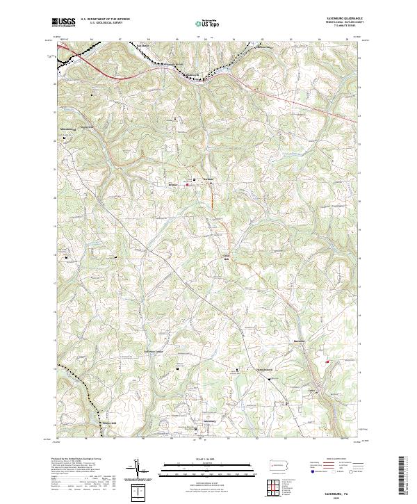 US Topo 7.5-minute map for Saxonburg PA