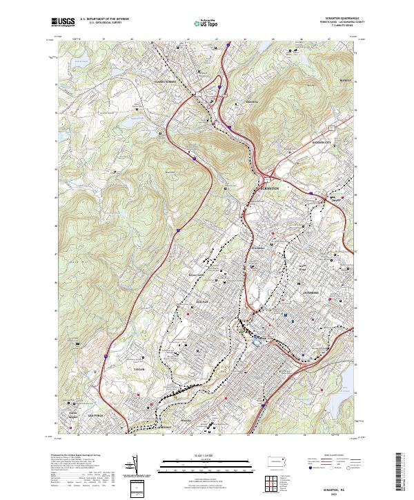 US Topo 7.5-minute map for Scranton PA