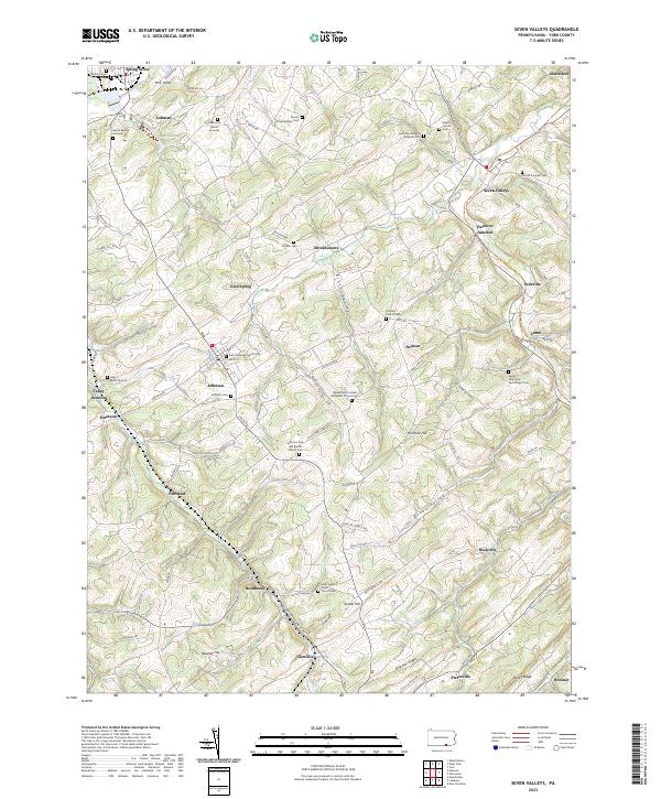 US Topo 7.5-minute map for Seven Valleys PA