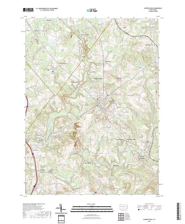 US Topo 7.5-minute map for Slippery Rock PA