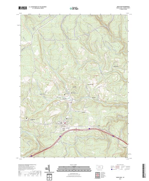 US Topo 7.5-minute map for Snow Shoe PA