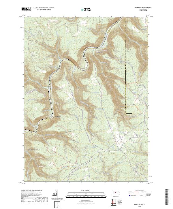 US Topo 7.5-minute map for Snow Shoe NW PA