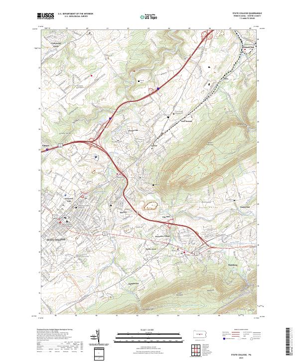 US Topo 7.5-minute map for State College PA