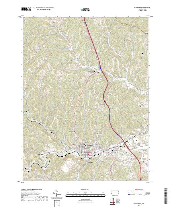 US Topo 7.5-minute map for Waynesburg PA