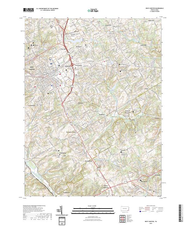 US Topo 7.5-minute map for West Chester PA