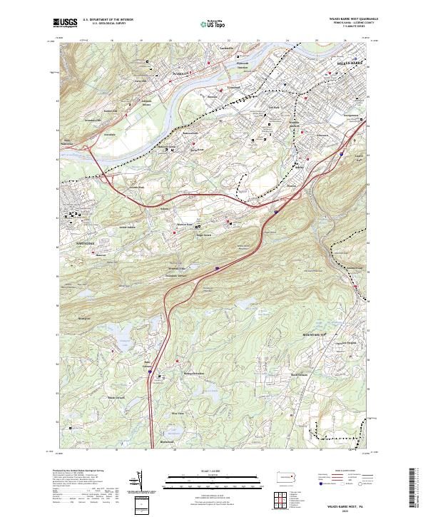 US Topo 7.5-minute map for Wilkes-Barre West PA