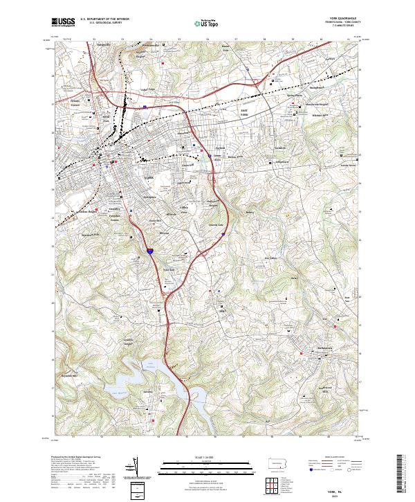 US Topo 7.5-minute map for York PA