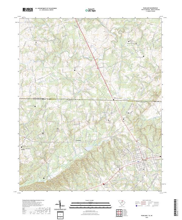 US Topo 7.5-minute map for Pageland SCNC