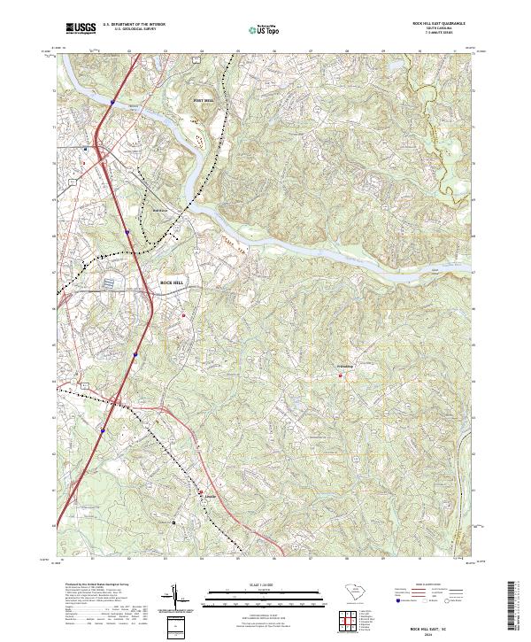 US Topo 7.5-minute map for Rock Hill East SC