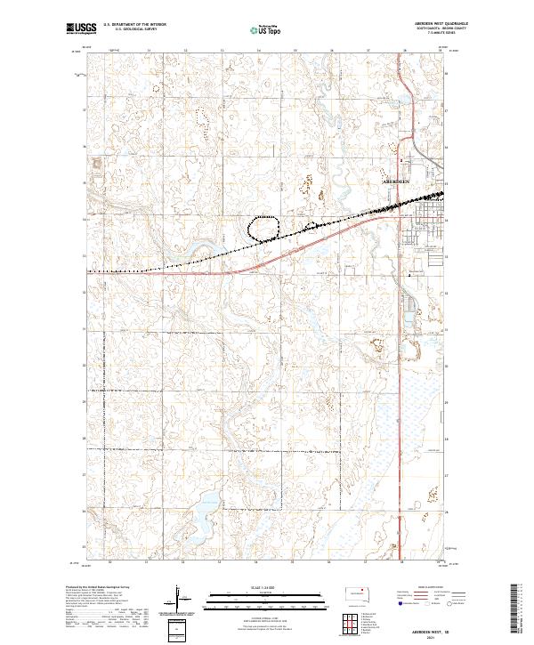 USGS US Topo 7.5-minute map for Aberdeen West SD 2021