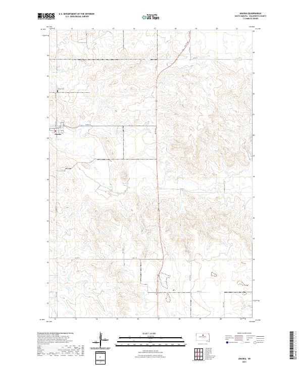 USGS US Topo 7.5-minute map for Akaska SD 2021