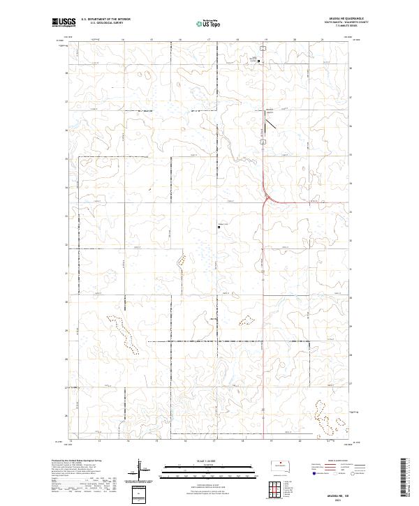 USGS US Topo 7.5-minute map for Akaska NE SD 2021