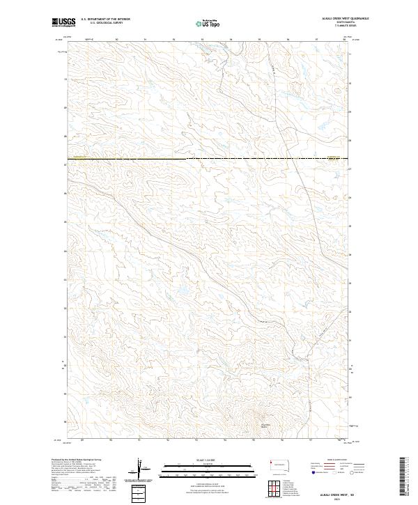 USGS US Topo 7.5-minute map for Alkali Creek West SD 2021