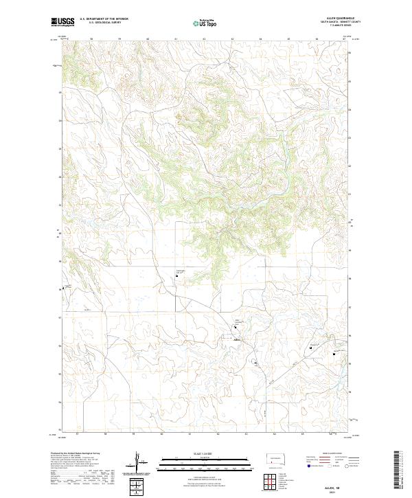 USGS US Topo 7.5-minute map for Allen SD 2021