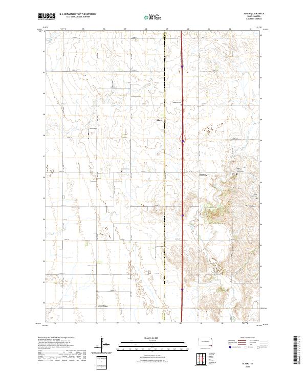 USGS US Topo 7.5-minute map for Alsen SD 2021