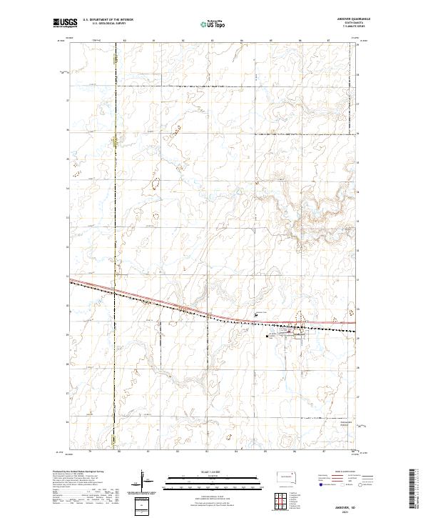 USGS US Topo 7.5-minute map for Andover SD 2021