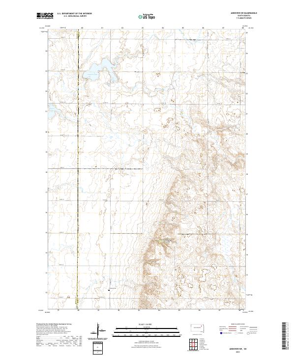 USGS US Topo 7.5-minute map for Andover SW SD 2021