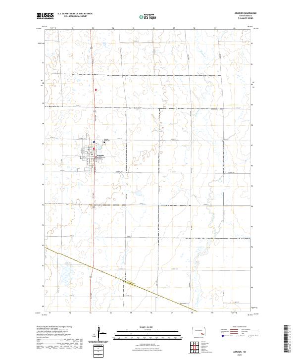 USGS US Topo 7.5-minute map for Armour SD 2021