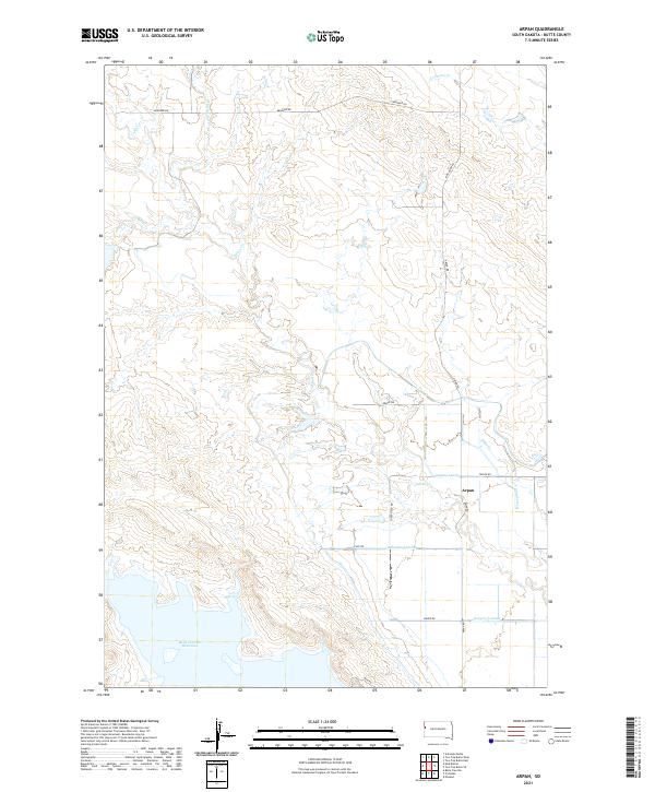 USGS US Topo 7.5-minute map for Arpan SD 2021