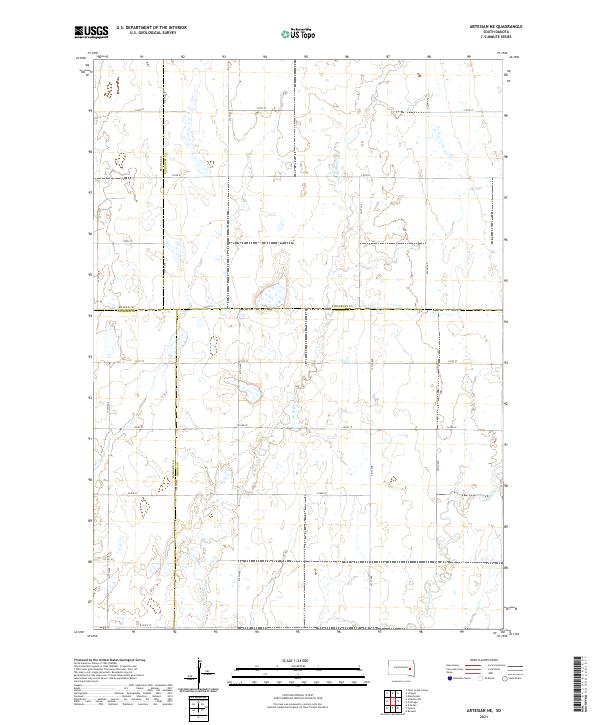 USGS US Topo 7.5-minute map for Artesian NE SD 2021