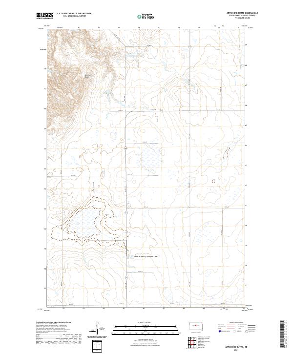 USGS US Topo 7.5-minute map for Artichoke Butte SD 2021