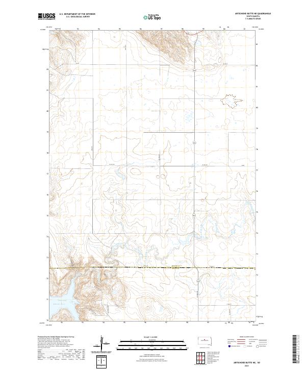 USGS US Topo 7.5-minute map for Artichoke Butte NE SD 2021