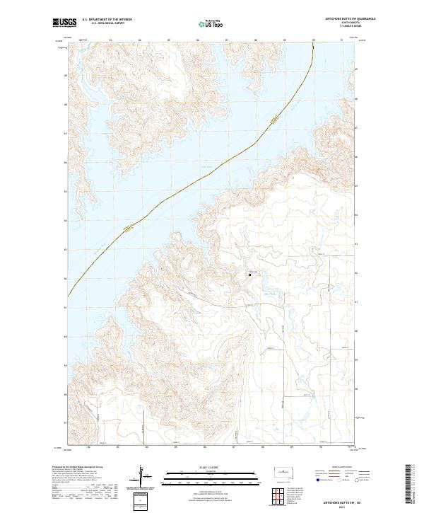 USGS US Topo 7.5-minute map for Artichoke Butte SW SD 2021