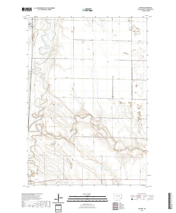 USGS US Topo 7.5-minute map for Ashton SD 2021