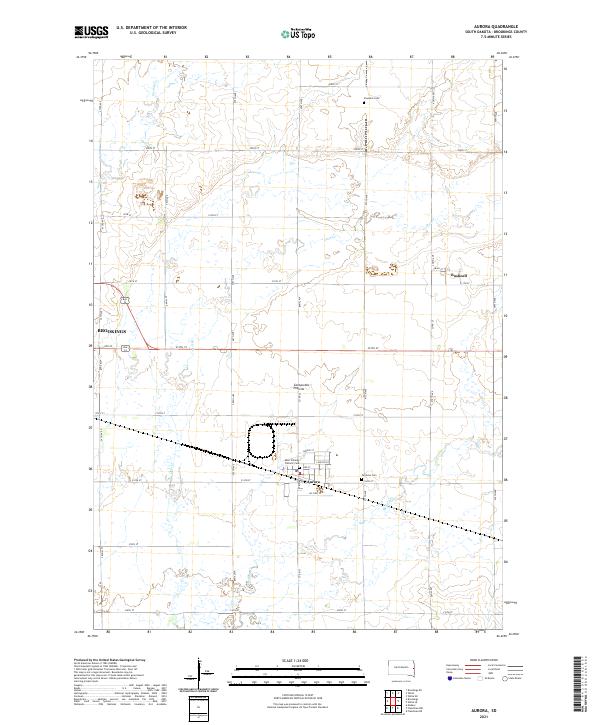 USGS US Topo 7.5-minute map for Aurora SD 2021